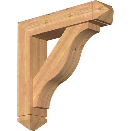 Funston Arts And Crafts Smooth Bracket W/ Offset Brace, Western Red Cedar, 7 1/2W X 34D X 34H